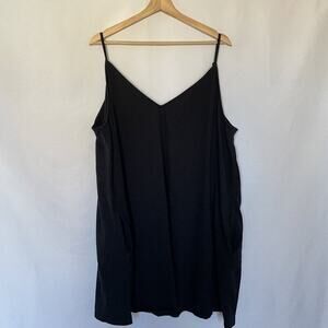 Lands' End women's summer black size 3XL spaghetti straps mini dress pockets